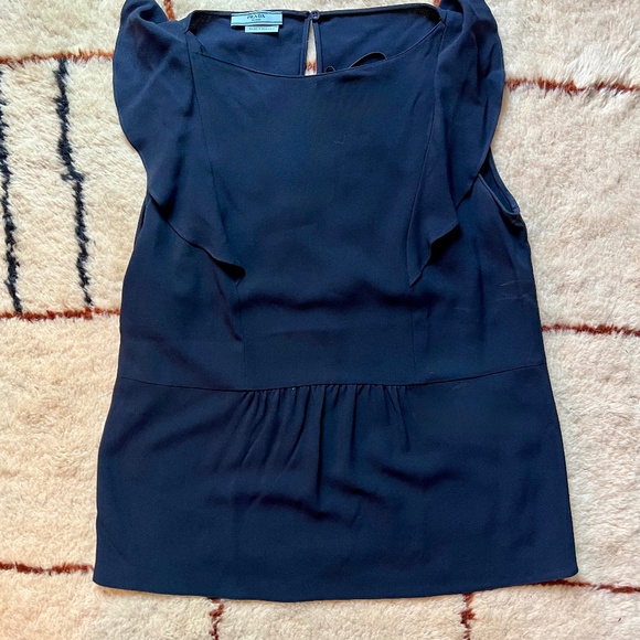 Vintage PRADA 2000's Short Sleeve Dark Blue/Black Blouse Shirt Top - Picture 8 of 8